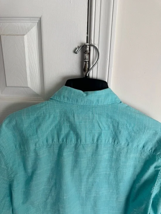 Apt. 9 Men’s Medium Aqua Turquoise Cotton Long Sleeve Button Down Shirt EUC - Picture 9 of 10